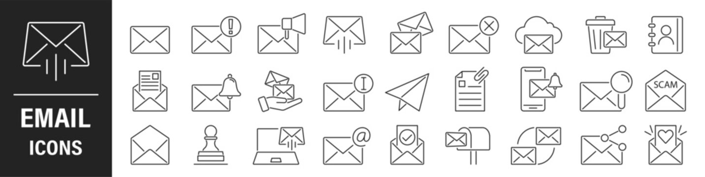mail line icon set