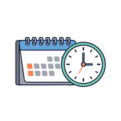 Obraz premium A calendar and clock graphic sit side by side on a white background