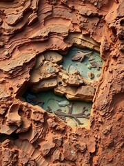 Geological layers revealing ancient life forms,  prehistoric,  rock