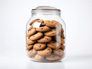 chocolate chip cookies in a jar isolated on white background