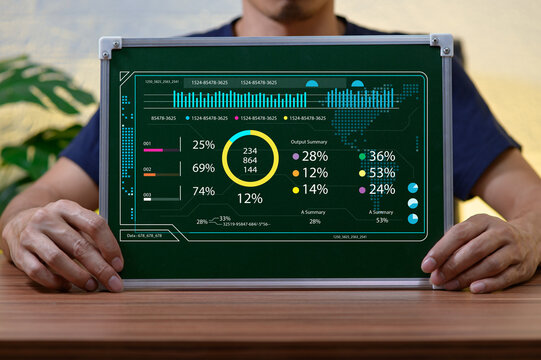 Detailed Infographic Displaying Data and Statistics on Green Background - Powered by Adobe
