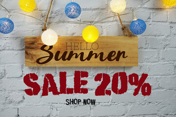Summer Sale 20% Off Special Offer Promotion Discount Retail Shopping Concept