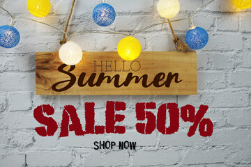 Summer Sale 50% Off Special Offer Promotion Discount Retail Shopping Concept