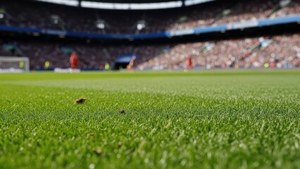 Football match in progress at large stadium