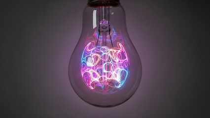 Colorful light bulb with neon lights inside