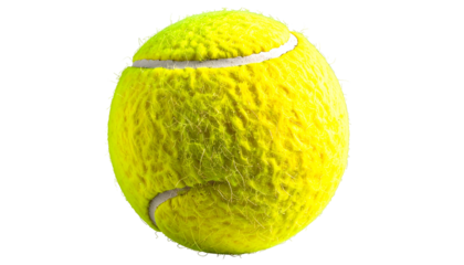 Close-up of a vibrant yellow sphere with white felt, commonly used in racket sports