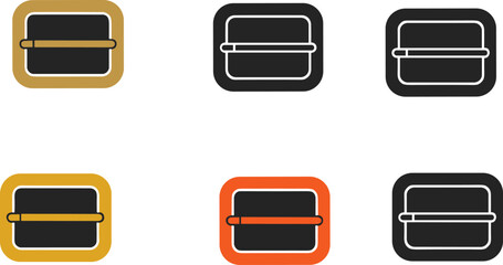 Modern UI toggle switch icon set featuring slider buttons in gold, orange, yellow, and black colors for website interface design.