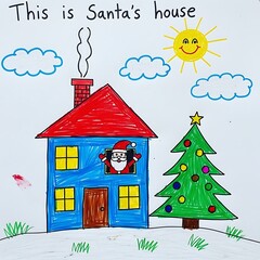 Santas House - A Festive Christmas Drawing with Holiday Cheer.