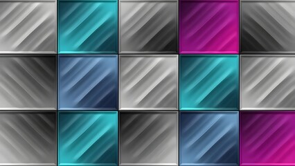 Vibrant colored metallic squares in modern geometric pattern