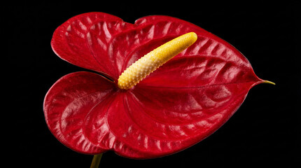 Detail of anthurium isolated on dark background. Spring and tropical flowers