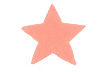 Single peach-colored five-pointed star, drawn with a visible brush texture, isolated on a transparent background