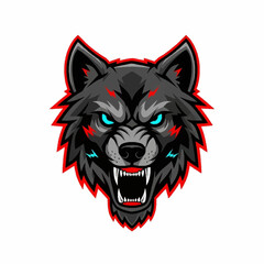 Fierce Wolf Head Esport Mascot Logo Design.