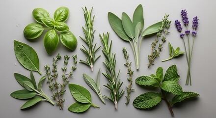 Fresh Herbs - Basil, Rosemary, Sage, Lavender, Thyme, and Mint.
