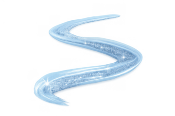 Icy blue light trail creating a dynamic glowing wave with sparkling glitter particles on transparent background