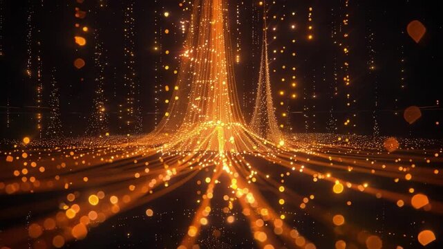 Data Stream: A visual representation of complex data flows, illustrated by shimmering, interconnected particles that converge, creating a dynamic visual narrative about the digital age