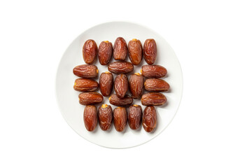 dates on white plate, dried fruit platter for ramadan eid mubarak