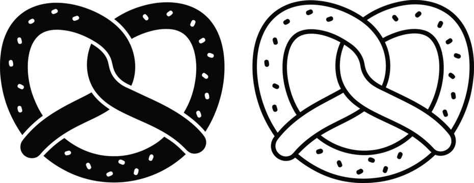 Pretzel Line Art Simple Black and White Illustration of Traditional Snack