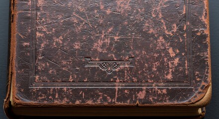 Antique Book with Worn Leather Cover and Gilded Edges.