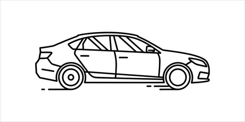 Simple sedan car outline icon for transportation and vehicle designs