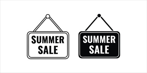 Colorful summer sale hanging sign graphic for promotions and discounts