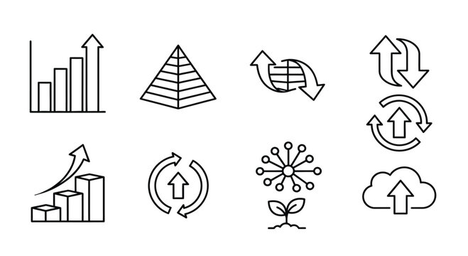 Set of business and growth icons