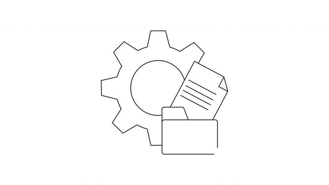 Gear, Folder, and Document Icon Animation for Settings and Configuration.