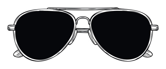 Classic aviator sunglasses with dark lenses provide a stylish accessory for travel and summer adventures suitable for apparel branding