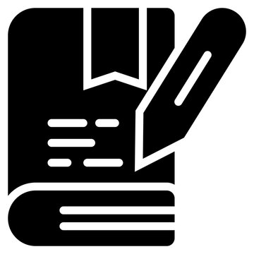book pancil creative write mark solid glyph icon