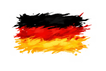 Germany flag painting with brush strokes and watercolor splashes bringing a dynamic, artistic national symbol element