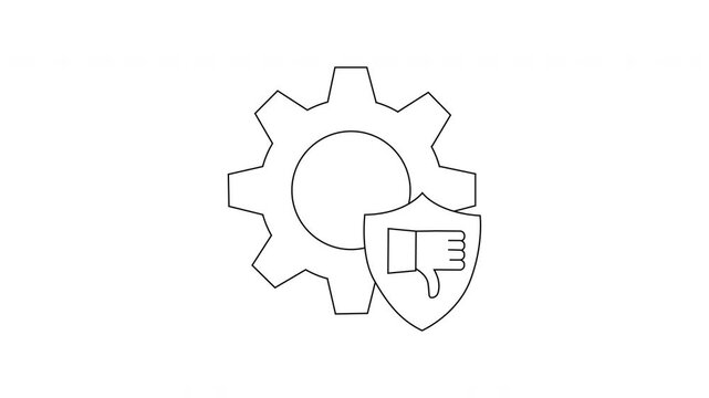 Gear Shield Thumbs Down Icon - Symbol of Failure.