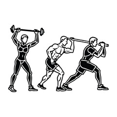 Gym exercise strength silhouette