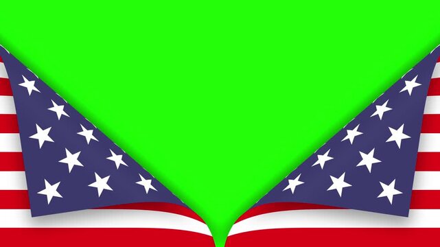 United States flag transition on a green screen background
