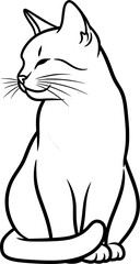Outline vector drawing of a cat for coloring book with black line art