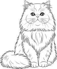 Outline vector drawing of a cat for coloring book with black line art