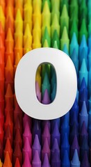 Letter O on Rainbow Crayon Background - Colorful Alphabet Art.