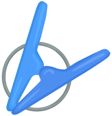 シンプルな青色の洗濯バサミのイラスト ベクター素材