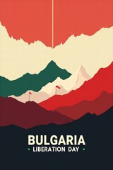 Abstract illustration of Bulgaria's Liberation Day with mountains  