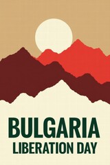 Bulgaria Liberation Day celebration with mountains and sun backdrop  