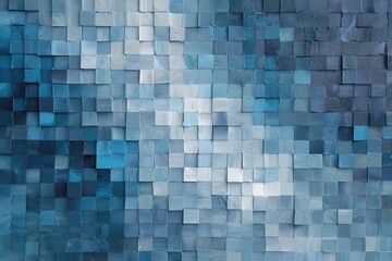 Fototapeta premium Abstract mosaic of cool blues, created from numerous small squares and depicting ethereal, hazy tones