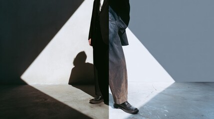 Man standing partial shadow light