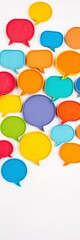 Childlike speech bubbles in bright colors on a white background, conveying ideas and communication,  message,  simple