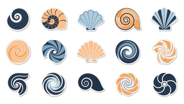 Collection of seashell swirls icons.