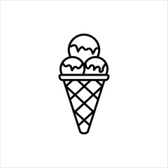 Ice Cream icon. Ice cream cone and ice cream scoop cup symbol. Vector illustration for web design. Isolated on white background.