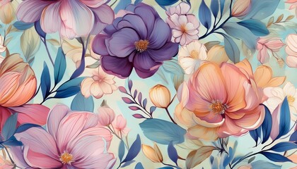 delicate dreamy floral seamless pattern painted garden art for decor and fashion
