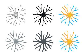 Obraz premium Digital Mycelium Network. Digital mycelium network with radiant nodes and branching filaments, simple minimalist vector
