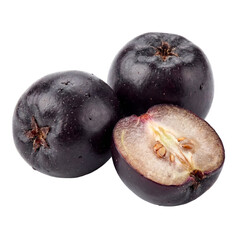Fresh black sapote fruit shown whole and halved, revealing dark glossy skin and pale creamy flesh with seeds, highlighting exotic tropical produce, natural texture, ripeness, and nutritional appeal.