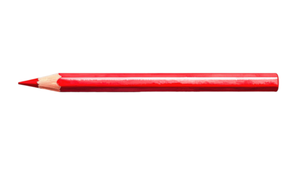 Close-up of a red colored pencil, sharpened, against a black background, capturing texture and detail
