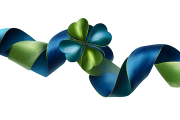 Abstract blue and green ribbon like structure against a black background