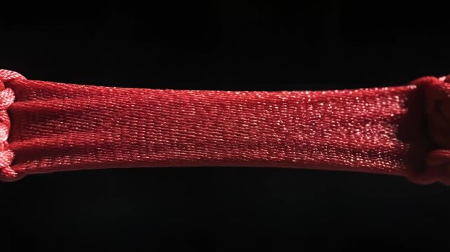 Closeup of red braided rope