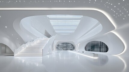 Modern arena hall with futuristic architecture and open space
